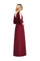 Draped V-Neck Bell Sleeves V-Back Chiffon Bridesmaid Dress for Sale