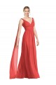 Full-Length V-Neck Chiffon Bridesmaid Dress Streamers Back for Sale