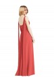 Full-Length V-Neck Chiffon Bridesmaid Dress Streamers Back for Sale