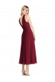 Midi Length Halter Plunging V-Back Chiffon Bridesmaid Dress / Cocktail Dress for Sale
