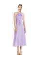 Midi Length Halter Plunging V-Back Chiffon Bridesmaid Dress / Cocktail Dress for Sale