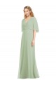 Full Length Lux Chiffon Flutter Sleeves Bridesmaid Dress for Sale