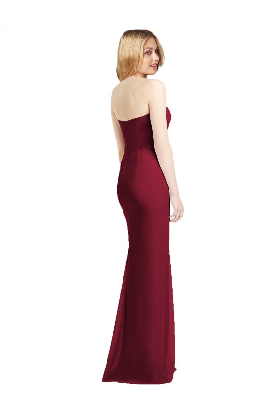 Sweetheart Neckline Lux Chiffon Bridesmaid Dress with Side Slit for Sale