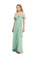 High Low Off the Shoulder Wrap Chiffon Bridesmaid Dress  for Sale