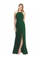 High-Neck Maxi Bridesmaid Dress with Front Slit for Sale