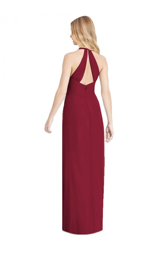 V-Neck Halter Chiffon Maxi Formal Bridesmaid Dress Open Back for Sale