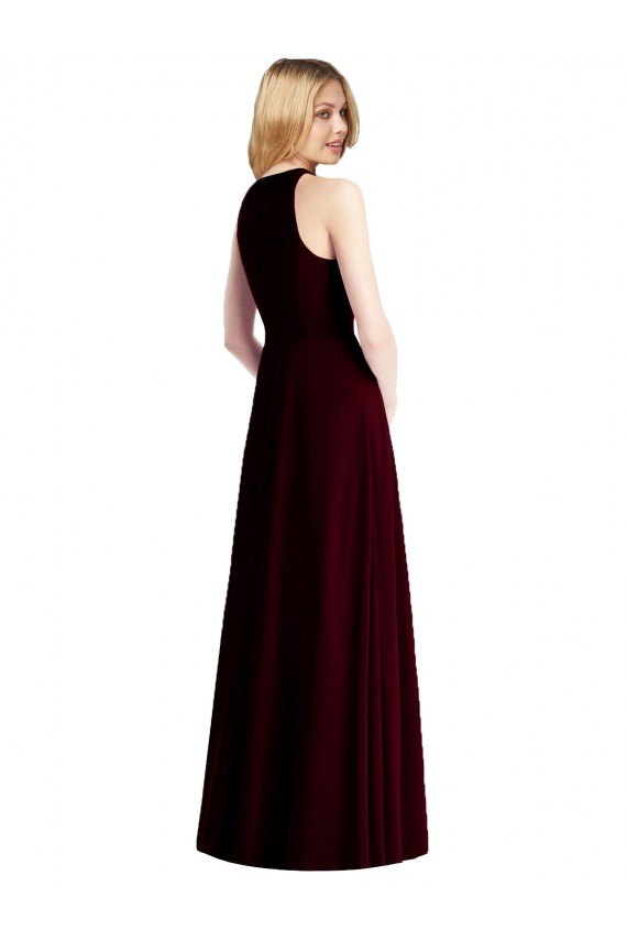 Sleeveless Halter Chiffon Maxi Bridesmaid Dress for Sale