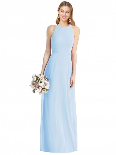 Sleeveless Halter Chiffon Maxi Bridesmaid Dress for Sale