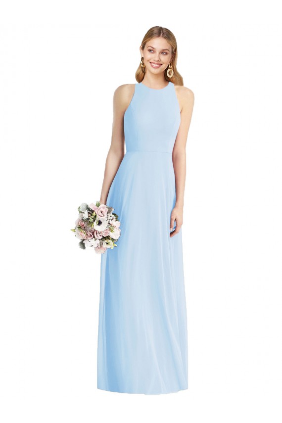 Sleeveless Halter Chiffon Maxi Bridesmaid Dress for Sale