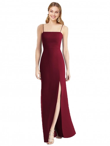 Tie-Back Cutout Trumpet Chiffon Bridesmaid Dress with Front Slit for Sale