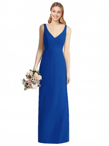 Sleeveless V-Back Long Trumpet Chiffon Bridesmaid Dress for Sale