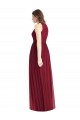 Shirred Skirt Jewel Neck Halter Chiffon Bridesmaid Dress with Front Slit for Sale