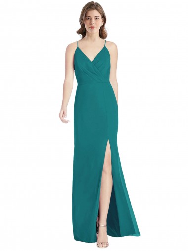 Criss Cross Back Mermaid Wrap Chiffon Bridesmaid Dress for Sale