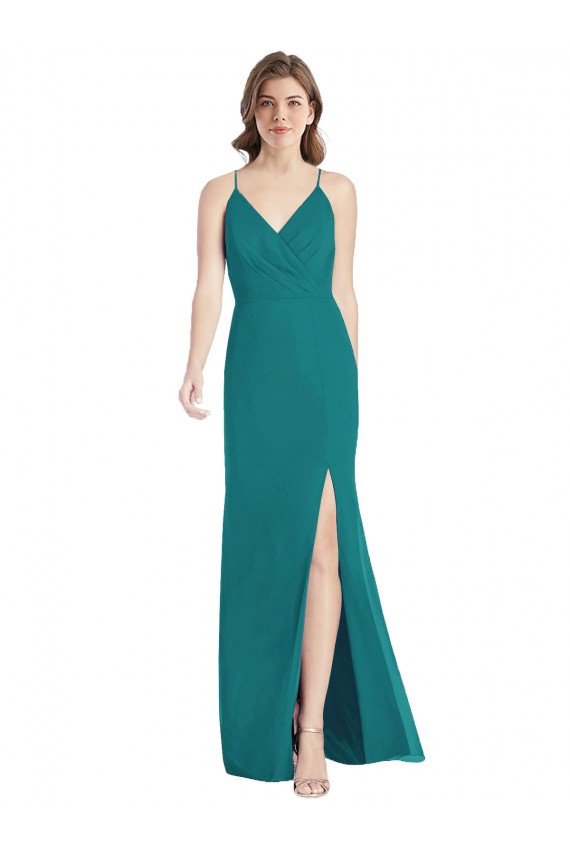 Criss Cross Back Mermaid Wrap Chiffon Bridesmaid Dress for Sale