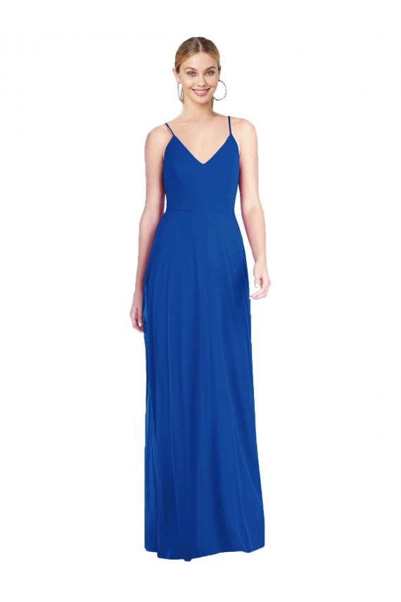 Criss Cross Back A-Line Chiffon Maxi Bridesmaid Dress for Sale