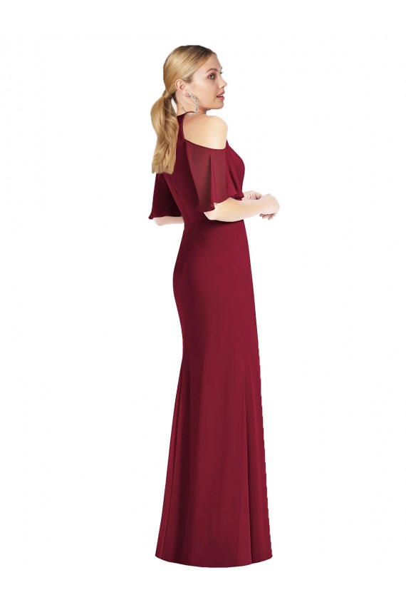 Ruffle Cold-Shoulder Mermaid Chiffon Maxi Bridesmaid Dress for Sale