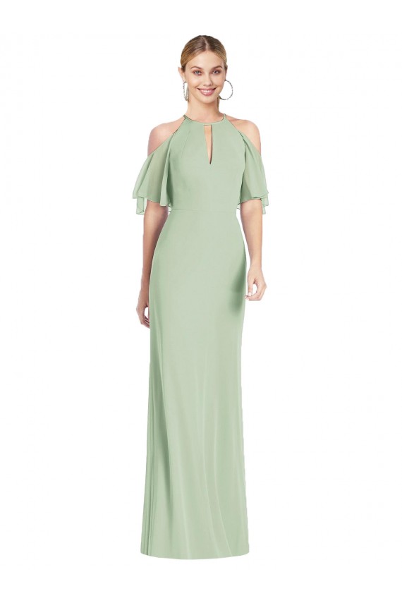 Ruffle Cold-Shoulder Mermaid Chiffon Maxi Bridesmaid Dress for Sale