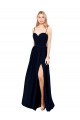 Draped A-Line Chiffon Formal Bridesmaid Dress with Spaghetti Straps and High Slit for Sale