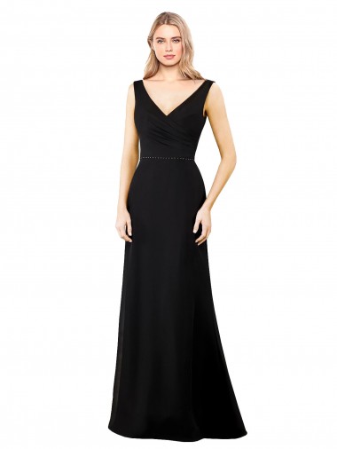 V-Neckline Chiffon Bridesmaid Dress / Prom Dress with Draped Bodice for Sale