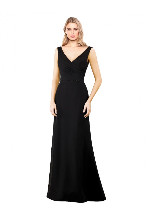 V-Neckline Chiffon Bridesmaid Dress / Prom Dress with Draped Bodice for Sale