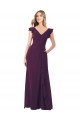 Ruffle Cap Sleeves Long Chiffon Bridesmaid Dress for Sale