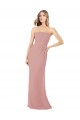 Draped Strapless Sheath Long Chiffon Bridesmaid Dress for Sale