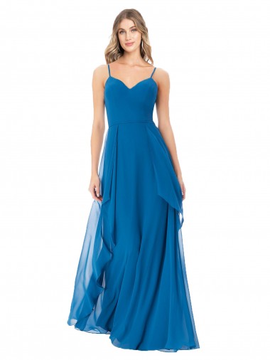 Simple Sweetheart Chiffon Bridesmaid Dress with Cascading Overlay for Sale