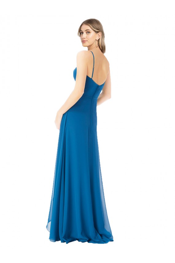 Simple Sweetheart Chiffon Bridesmaid Dress with Cascading Overlay for Sale