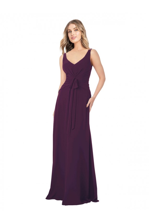 Long Chiffon Bridesmaid Dress with Front Bow for Sale