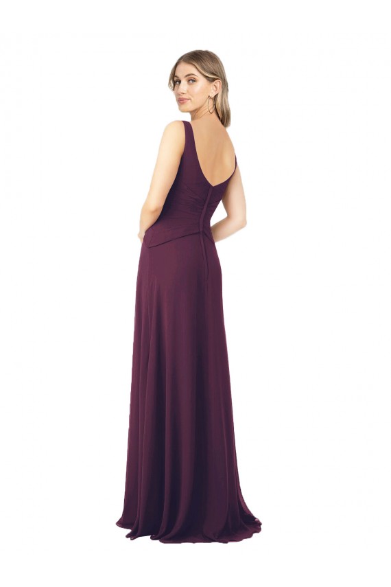 Long Chiffon Bridesmaid Dress with Front Bow for Sale