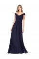 Off the Shoulder Classic Chiffon Bridesmaid Dress with Draped Bodice for Sale