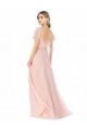Flutter Cap Sleeves Square Neck Ruffle Chiffon Bridesmaid Dress with Pockets for Sale