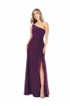 One Shoulder Chiffon Bridesmaid Dress with Tie Belt for Sale