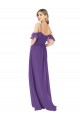 Cold Shoulder Flutter Sleeves Chiffon Bridesmaid Dress for Sale