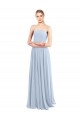 Luxe Chiffon Straight Neckline Long Chiffon Bridesmaid Dress with Skinny Straps for Sale