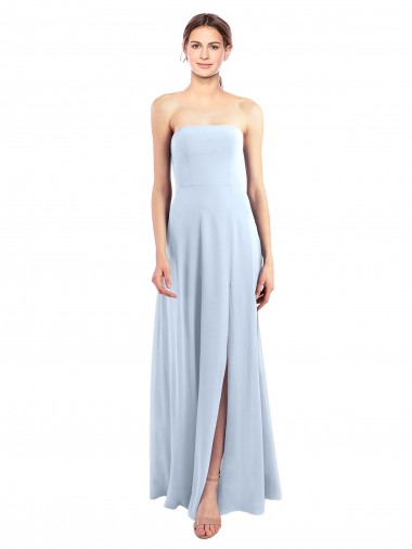 Fitted Strapless Full Length Chiffon Bridesmaid Dress with Front Slit for Sale