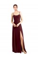 Sleek Fit and Flare Long Scoop Neck Chiffon Bridesmaid Dress with High Side Slit for Sale