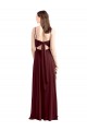 Sleek Fit and Flare Long Scoop Neck Chiffon Bridesmaid Dress with High Side Slit for Sale