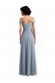 Off the Shoulder Folded Sleeve Long Chiffon Bridesmaid Dress with High Side Slit for Sale