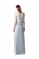 High Narrow Neck Long Chiffon Bridesmaid Dress with Tiered Ruffles for Sale
