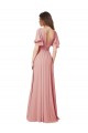Flutter Sleeves Plunging V-Neck Boho Chiffon Bridesmaid Dress for Sale