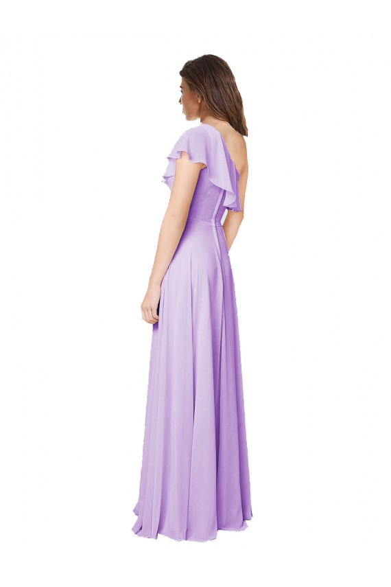 Draped One Shoulder Long Chiffon Bridesmaid Dress  for Sale