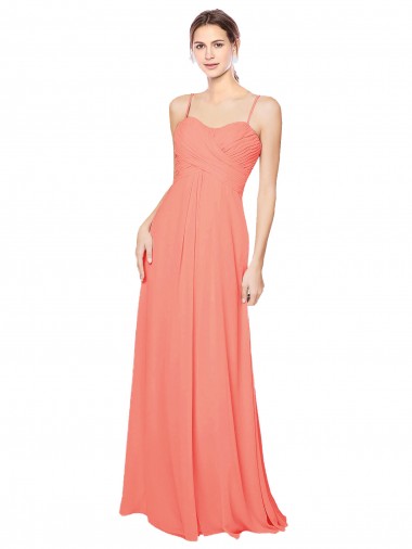 Empire Waist Spaghetti Straps Sweetheart Chiffon Bridesmaid Dress for Sale