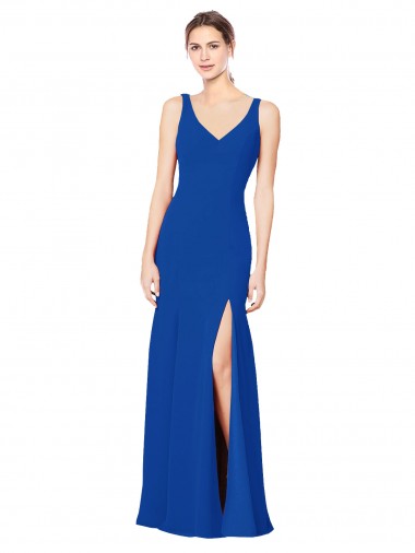Low Back Sleeveless Chiffon Bridesmaid Dress with Side Slit for Sale