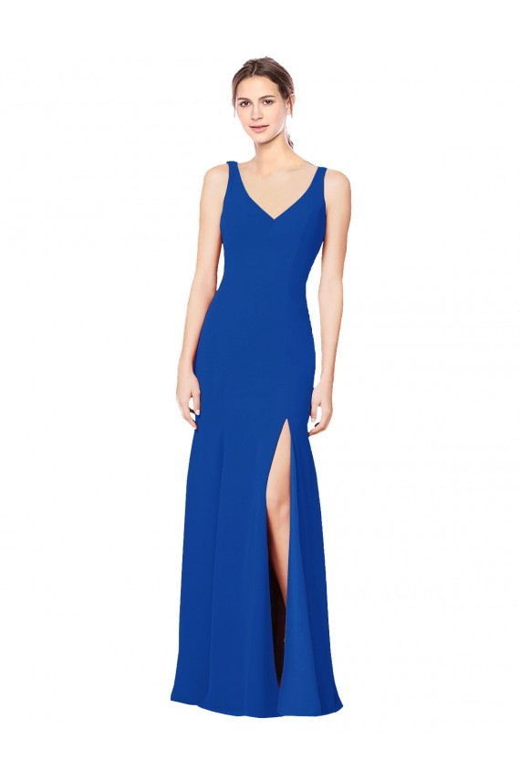 Low Back Sleeveless Chiffon Bridesmaid Dress with Side Slit for Sale