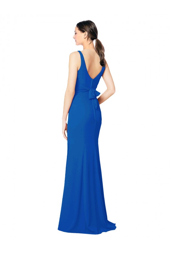Low Back Sleeveless Chiffon Bridesmaid Dress with Side Slit for Sale