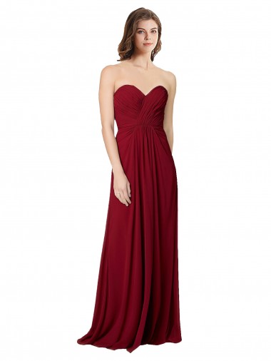 Draped Sweetheart Long Grecian Inspired Chiffon Bridesmaid Dress for Sale