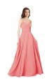 Crossover Bodice Long Chiffon Bridesmaid Dress with Double Back Straps for Sale