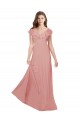 Flounced V Neckline Flutter Sleeves Chiffon Bridesmaid Dress for Sale