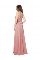 Open Back Wide Tie Band Long Chiffon Bridesmaid Dress with Pockets for Sale